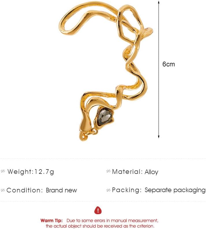 Sdouefos Store Ear Cuff Earrings for Women Trendy Gem Stuff Gifts Christmas Gifts Zircon Ear Cuff Earrings No Piercing Gem Ear Clip Wrap Around Fake Earrings Ear Wrap Crawler CZ Wrap Earrings（Gold） - Image 3